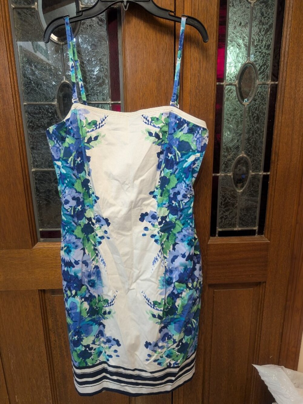Womens spaghetti straps Floral Colorblock Dress, size 16
